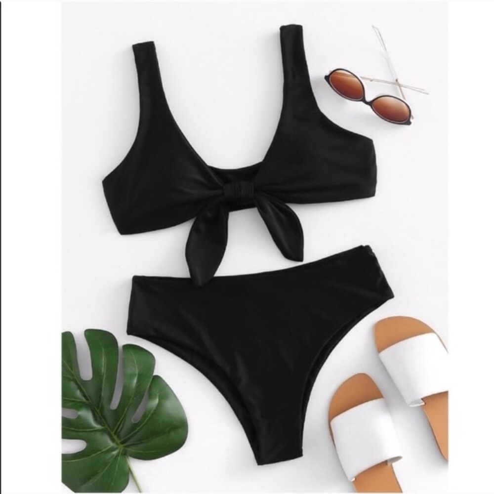 DONATED WILA tie front black bikini